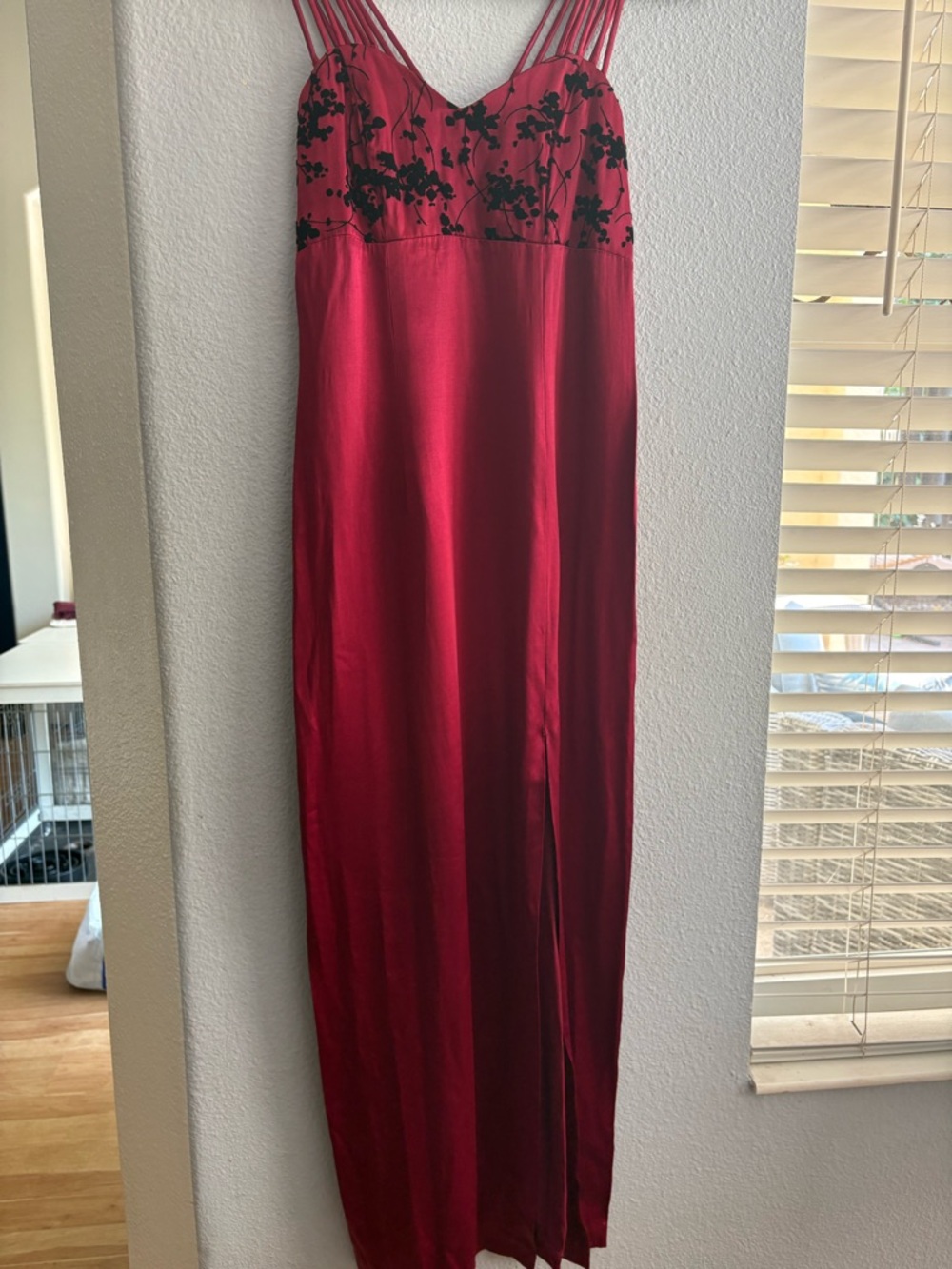 Vintage All That Jazz Red Satin Maxi Dress